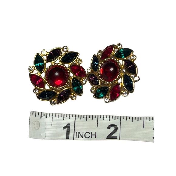 Bright and Bold Multicolored Rhinestone Post Back Stud Earrings - Picture 3 of 3